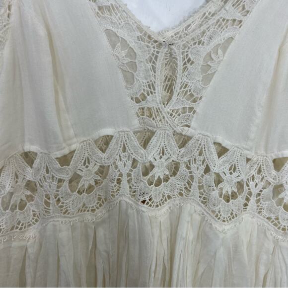 FREE PEOPLE Ilektra Lace Inset Cotton Chemise Mini Slip Dress Size Medium - Picture 8 of 15